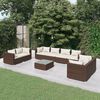 vidaXL Salon de jardin 9 pcs avec coussins R&eacute;sine tress&eacute;e Marron