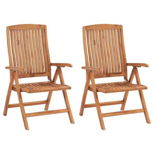 vidaXL Chaises de jardin lot de 2 avec coussins bordeaux Teck massif