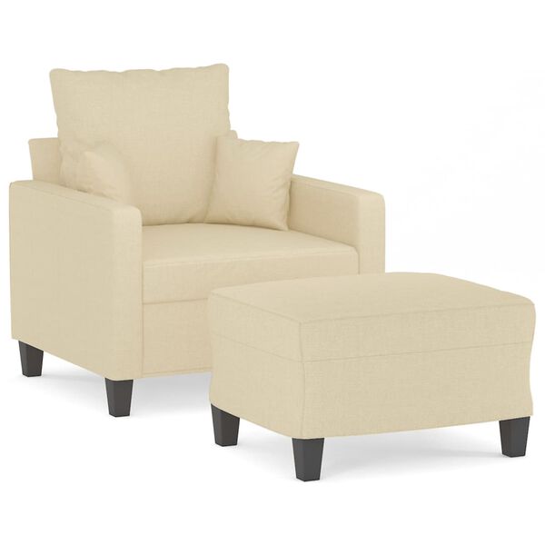 vidaXL Fauteuil avec repose-pied Cr&egrave;me 60 cm Tissu