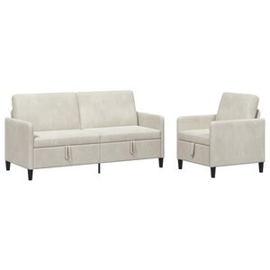vidaXL Canap&eacute; avec rangement 2 pc Cr&egrave;me Polyester