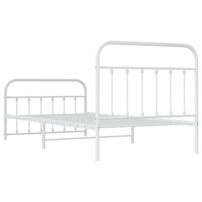 vidaXL Cadre de lit métal sans matelas et pied de lit blanc 100x200 cm