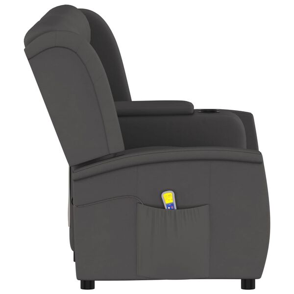 vidaXL Fauteuil de massage inclinable porte-gobelet 4places gris fonc&eacute;
