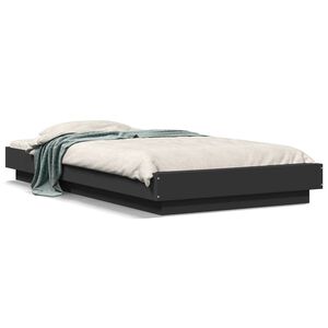 vidaXL Cadre de lit avec lumi&egrave;res LED sans matelas noir 100x200 cm