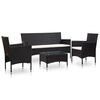 vidaXL Salon de jardin 4 pcs avec coussins R&eacute;sine tress&eacute;e Noir