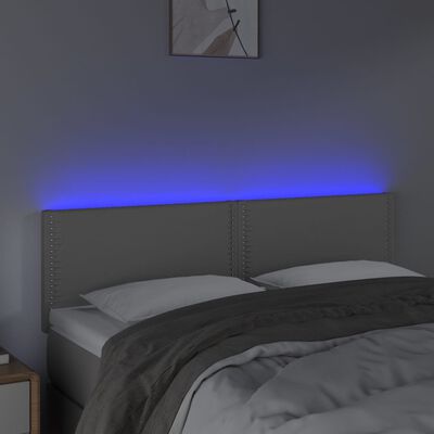vidaXL Tête de lit à LED Gris 144x5x78/88 cm Similicuir