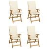 vidaXL Fauteuils pliants inclinables 4 pi&egrave;ces avec coussins en bois d'acacia massif