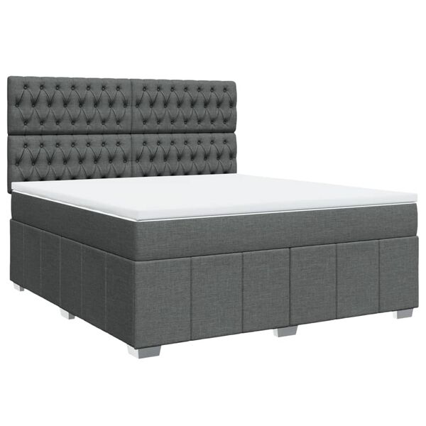 vidaXL Sommier &agrave; lattes de lit avec matelas Gris fonc&eacute; 180x200cm Tissu