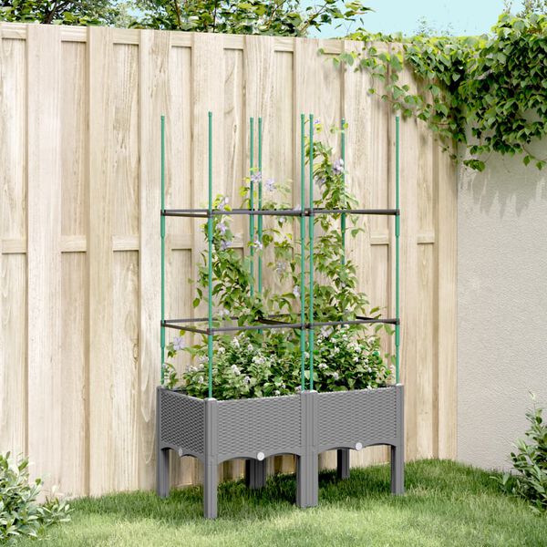 vidaXL Jardini&egrave;re avec treillis gris clair 80x40x142,5 cm PP