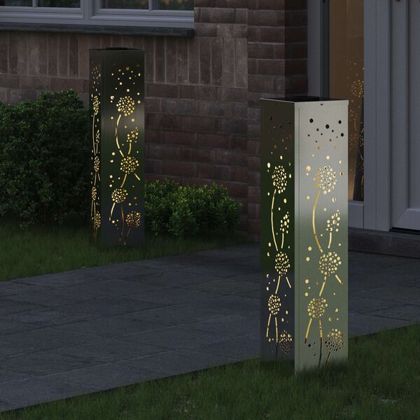 vidaXL Lumi&egrave;re de chemin LED solaire 2 pcs Rouill&eacute; Galvanis&eacute;