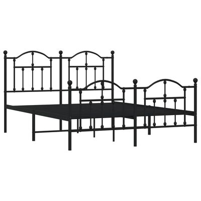 vidaXL Cadre de lit métal sans matelas avec pied de lit noir 140x190cm