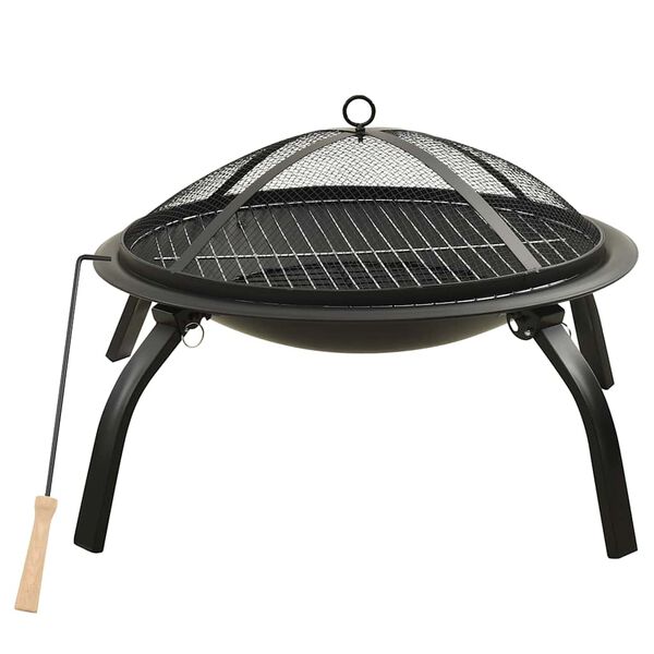 vidaXL Foyer et barbecue avec tisonnier 2 en 1 56x56x49 cm Acier