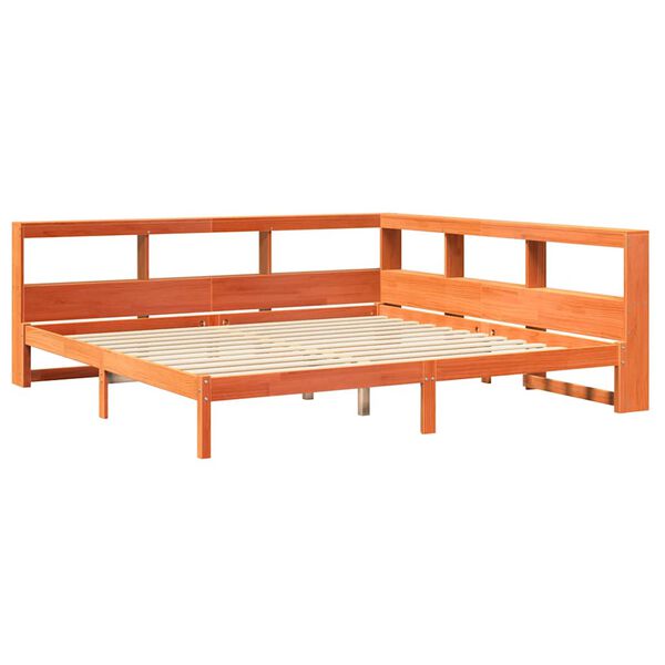 vidaXL Lit bibliothèque sans matelas cire marron 180x200 cm pin massif