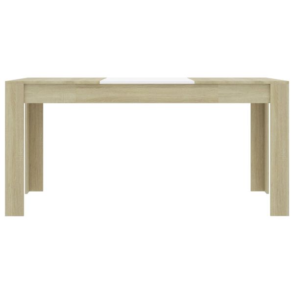 vidaXL Table &agrave; d&icirc;ner Blanc et ch&ecirc;ne sonoma 160x80x76 cm Agglom&eacute;r&eacute;