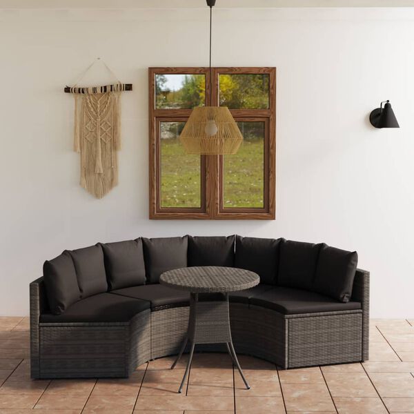 vidaXL Salon de jardin 5 pcs avec coussins R&eacute;sine tress&eacute;e Gris