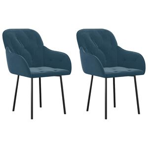 vidaXL Chaises &agrave; manger lot de 2 Bleu Velours