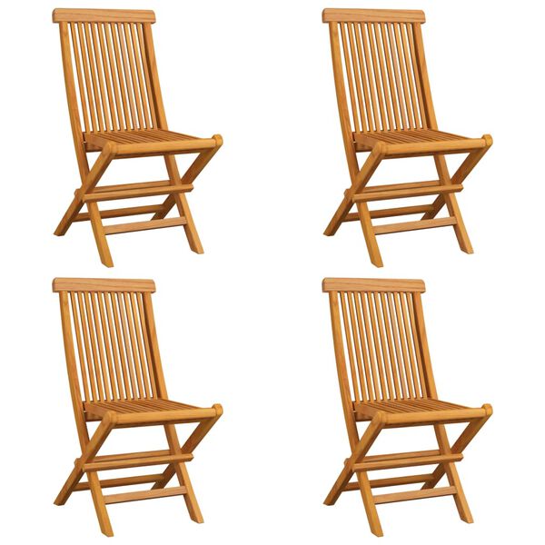 vidaXL Chaises de jardin et coussins beige lot de 4 Bois teck massif