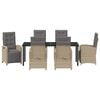 vidaXL Ensemble de salle &agrave; manger pour jardin 7 pcs Beige polyrotin