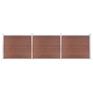 vidaXL Ensemble de panneau de cl&ocirc;ture WPC 526x146 cm Marron