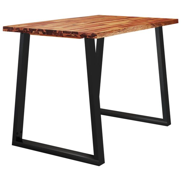 vidaXL Table &agrave; manger 110x70x75 cm bois d'acacia solide &agrave; bord vif