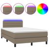 vidaXL Sommier &agrave; lattes de lit matelas et LED taupe 120x190 cm tissu