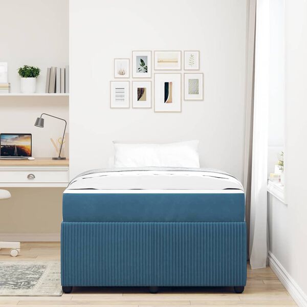 vidaXL Cadre de lit avec matelas Bleu 120 x 190 cm Velours