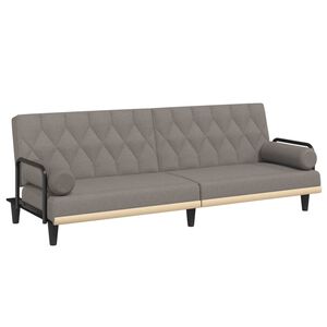 vidaXL Canap&eacute;-lit avec accoudoirs taupe tissu