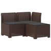 vidaXL Canap&eacute; de jardin 3 places avec coussins look rattan PP Marron