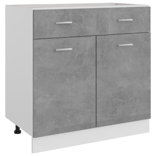 vidaXL Armoire de plancher &agrave; tiroir Gris b&eacute;ton Bois d&rsquo;ing&eacute;nierie