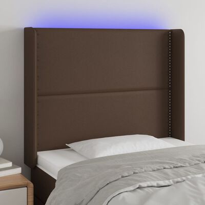 vidaXL Tête de lit à LED Marron 93x16x118/128 cm Similicuir