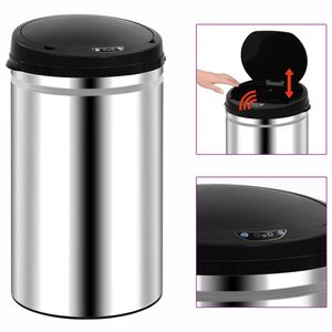 vidaXL Poubelle &agrave; capteur automatique 40 L Acier inoxydable