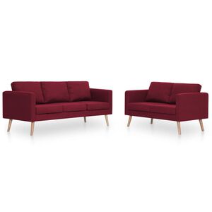 vidaXL Ensemble de canap&eacute; 2 pcs Tissu Rouge bordeaux