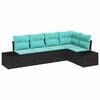 vidaXL Ensemble de canap&eacute; de jardin 5 pc Noir polyrotin