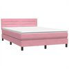 vidaXL Sommier &agrave; lattes de lit avec matelas et LED rose 160x220 cm velours