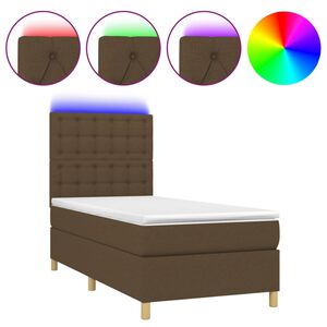 vidaXL Sommier &agrave; lattes de lit et matelas et LED Marron fonc&eacute; 80x200cm
