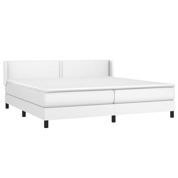 vidaXL Sommier &agrave; lattes de lit avec matelas Blanc 200x200cm Similicuir