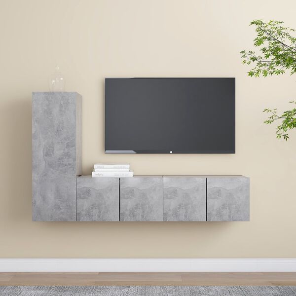 vidaXL Ensemble de meubles TV 3 pcs Gris b&eacute;ton Bois d'ing&eacute;nierie