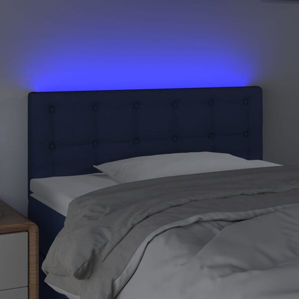 vidaXL T&ecirc;te de lit &agrave; LED Bleu 100x5x78/88 cm Tissu