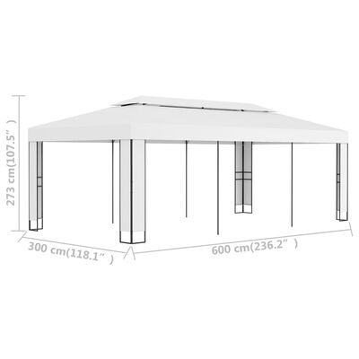 vidaXL Tonnelle avec toit double 3x6 m Blanc