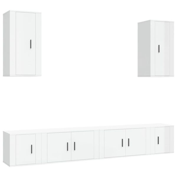 vidaXL Ensemble de meubles TV 6 pcs Blanc brillant Bois d'ing&eacute;nierie