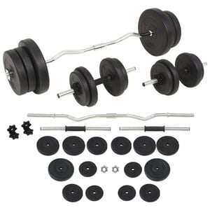 vidaXL Ensemble d'halt&egrave;res et barres d'halt&egrave;res 60 kg