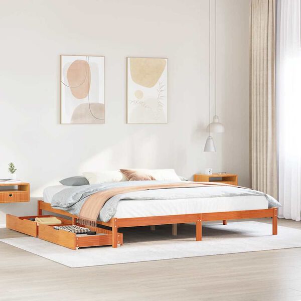 vidaXL Cadre de lit sans matelas cire marron 200x200cm bois pin massif