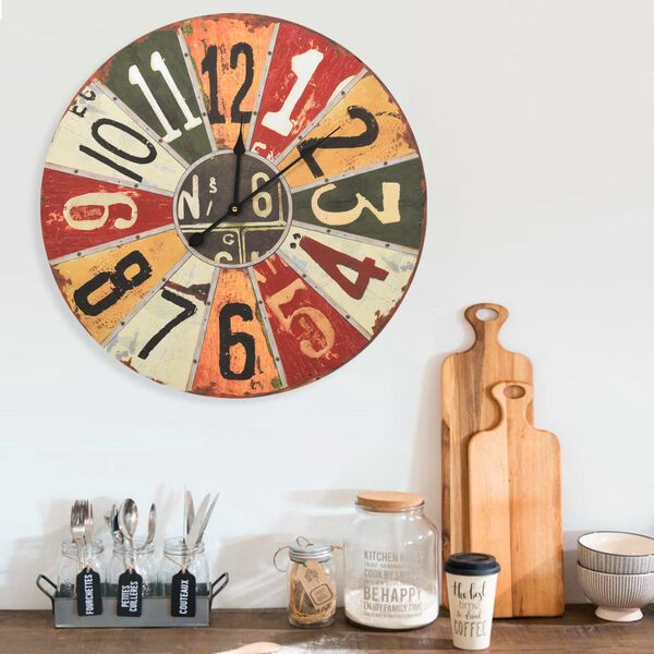 vidaXL Horloge murale Multicolore 60 cm MDF