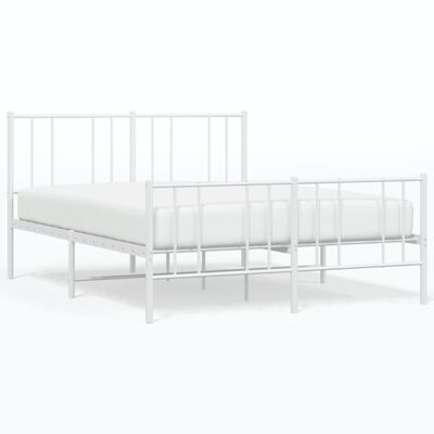 vidaXL Cadre de lit métal sans matelas et pied de lit blanc 135x190 cm