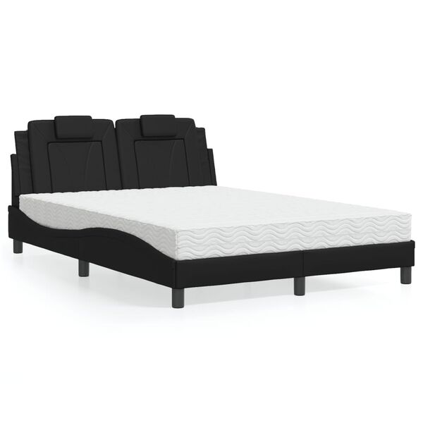 vidaXL Lit Viana avec matelas noir 140x190 cm similicuir