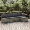 vidaXL Salon de jardin 5 pcs avec coussins Gris R&eacute;sine tress&eacute;e