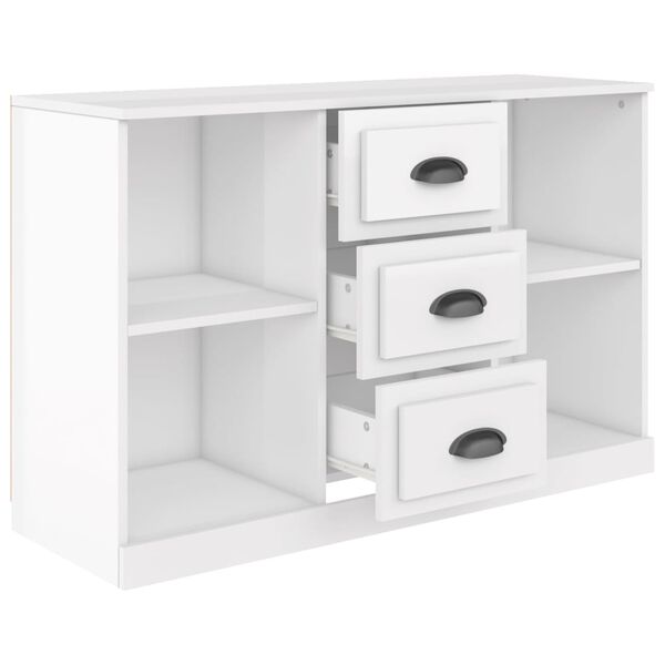 vidaXL Buffet blanc brillant 104,5x35,5x67,5 cm bois d'ingénierie