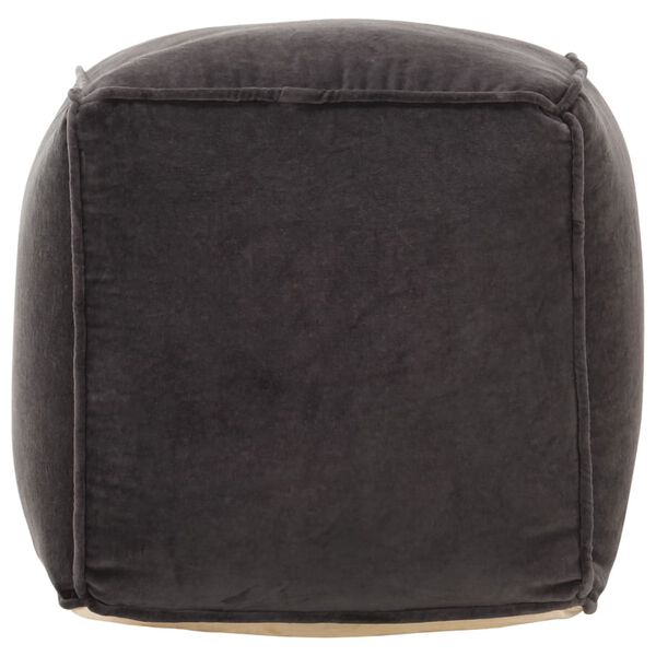 vidaXL Pouf velours de coton 40x40x40 cm anthracite