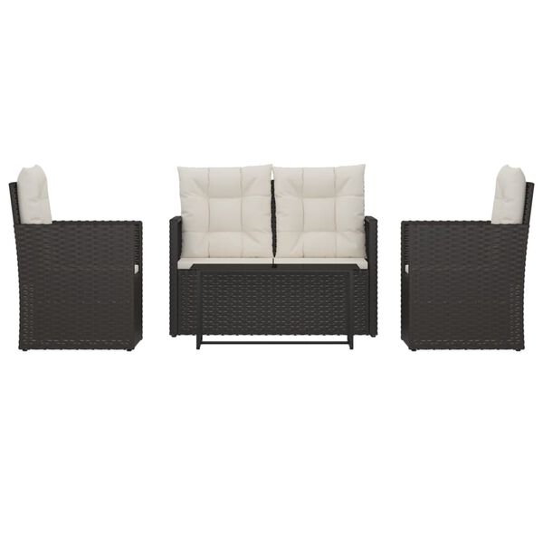 vidaXL Mobilier d'ext&eacute;rieur 4 pcs avec coussins R&eacute;sine tress&eacute;e Noir