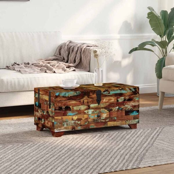 vidaXL Coffre table basse Bois de r&eacute;cup&eacute;ration massif 80x40x35 cm