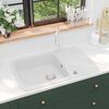 vidaXL &Eacute;vier de cuisine Granit Seul lavabo Blanc